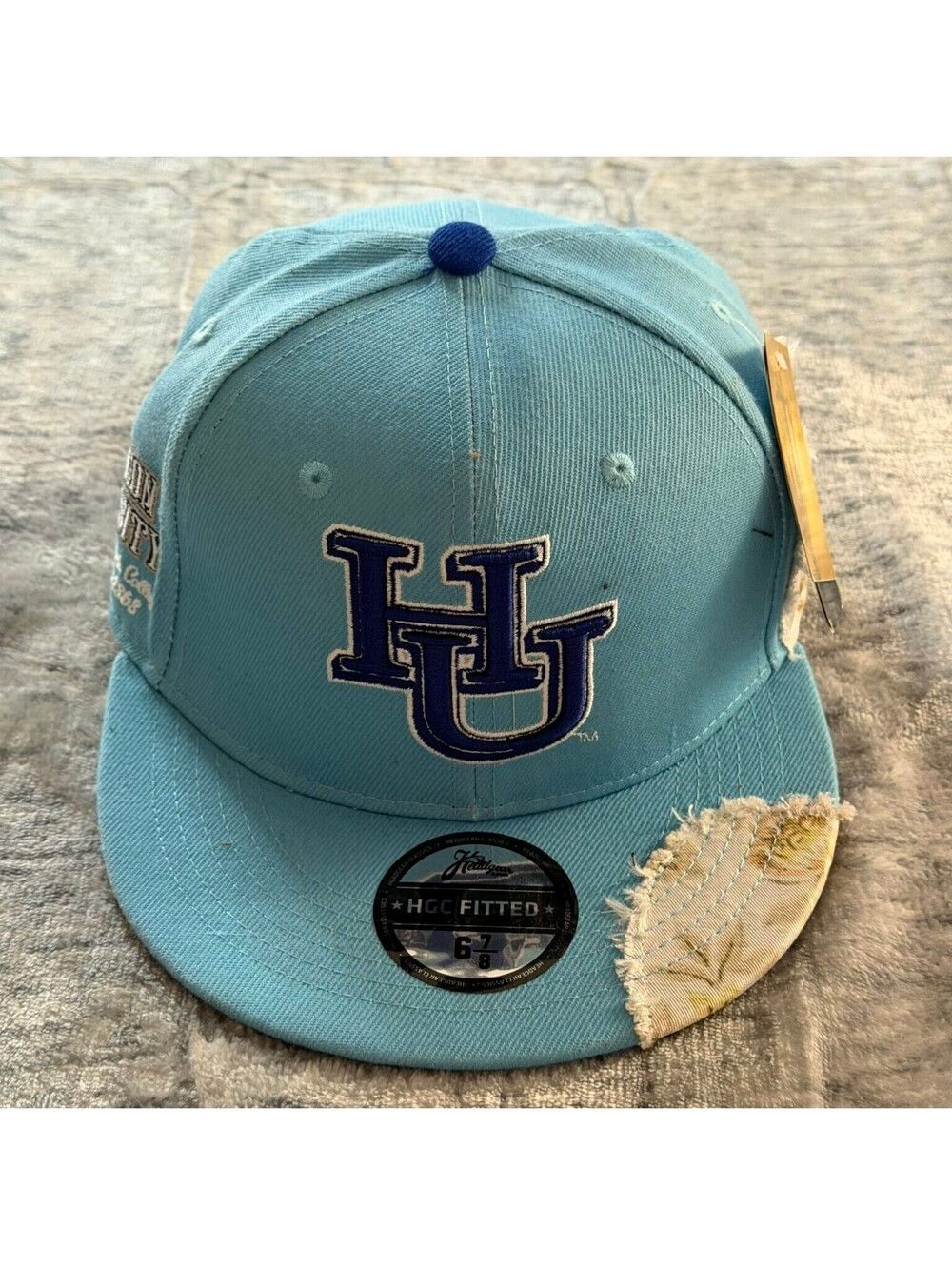 Hampton University Headgear Classics Frayed Fitted Hat Men's 6 7/8 Light Blue HU